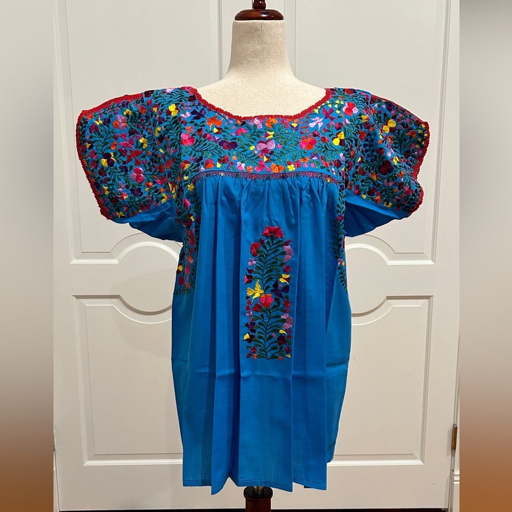 Hand Made Embroidered San Antonino Blouse, Mexican top, S/M/L.